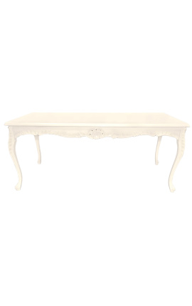 Stół w stylu barokowym z beżowego lakierowanego drewna 