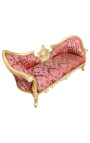 Baroque Napoleon III style sofa red "Gobelins" fabric and gold leaf wood