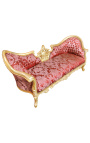 Καναπές μπαρόκ στυλ Napoleon III κόκκινο ύφασμα "Gobelins" και φύλλο χρυσού