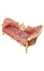 Barock NapoleonIII Stil Sofa rot "Rebellen" stoff und blattgold