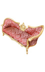 Barock NapoleonIII stil soffa röd "Gobelins" tyg och guld blad trä