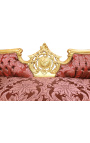 Canapé baroque Napoléon III médaillon tissu "Gobelins" rouge et bois doré