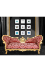 Barock NapoleonIII Stil Sofa rot "Rebellen" stoff und blattgold