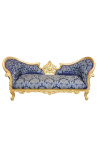 Canapé baroque Napoléon III médaillon tissu Gobelins bleu et bois doré