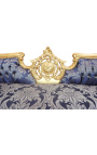Бароков диван в стил медальон Наполеон III, син плат "Гобелини" и златисто дърво