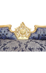 Canapé baroque Napoléon III médaillon tissu "Gobelins" bleu et bois doré