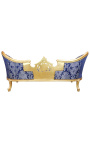 Baroque Napoleon III medallion style sofa blue "Gobelins" fabric and gold leaf wood