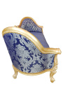 Barok Napoleon III Medallion stil sofa plava "Gobalini" drvo iz tkanine