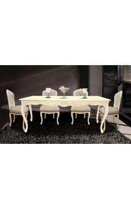 Baroque dining table in beige lacquered wood 