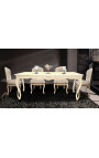 Baroque dining table in beige lacquered wood 