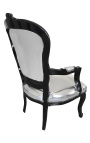Barokowy fotel Louis XV Styl Srebrny i czarny drewno - 13