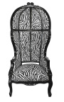 Grand Porterin barokkityylinen nojatuoli seepra kiiltävää mustaa puuta
