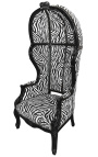 Grand porter's fauteuil in barokstijl zebra glanzend zwart hout