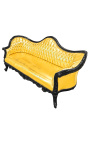 Barocksofa Napoleon III., Stoff, Kunstleder, Gold und schwarz lackiertes Holz