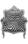 Židle "kníže" Zebra barokního stylu a stříbrné dřevo