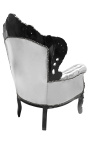 Gran sillón estilo barroco pielette plata y madera negra