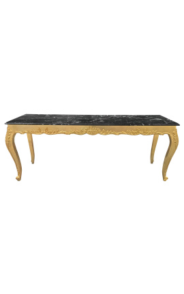 Grande console barocca in foglia d'oro e marmo nero