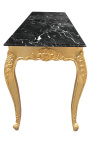 Gran consola barroca hoja de oro hecha y mármol negro