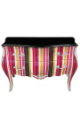 Baroque ruhás Louis XV stílus multicolor csíkok, 2 fiókok és ezüst bronzok