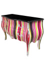 Baroque ruhás Louis XV stílus multicolor csíkok, 2 fiókok és ezüst bronzok