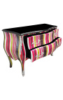 Baroque ruhás Louis XV stílus multicolor csíkok, 2 fiókok és ezüst bronzok