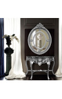 Grand miroir ovale argenté baroque de style Louis XVI