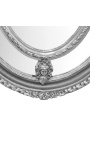 Didelis ovalus veidrodis, sidabrinis baroko stiliaus Liudvikas XVI
