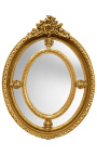 Grand miroir ovale doré baroque de style Louis XVI