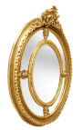 Gran mirall ovalat barroc daurat d'estil Lluís XVI