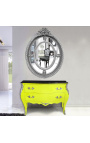 Barroco de estilo Louis XV amarillo y negro superior con 2 cajones