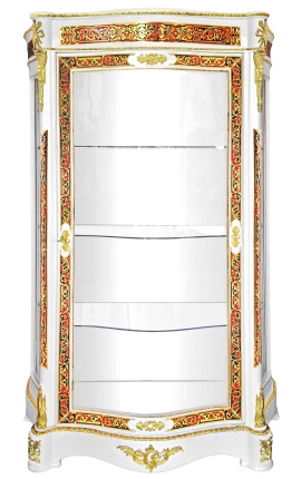Boulle Marquetry Display Cabinet Napoleon III Stijl wit met gouden bronzen