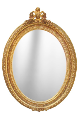 Large baroque mirror oval style of Louis XVI