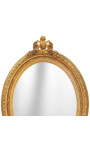 Large mirror oval baroque style of Louis XVI 