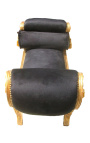 Roman bench black velvet fabric and gilded wood