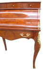 Louis XV-stil skrivebordssylindersekretær med 7 skuffer med intarsia