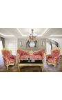 Didelė baroko stiliaus kėdė raudona "Gobelinai" audiniai ir aukso mediena