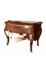 Baroque chest of drawers (commode) of style real cow leather brown and white Louis XV with 2 drawers