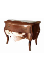 Commode baroque de style Louis XV vrai peau de vache marron avec 2 tiroirs