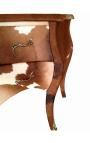 Commode baroque de style Louis XV vrai peau de vache marron avec 2 tiroirs