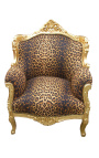 Sessel "fürst" Barockstil Leopardenstoff und Goldholz