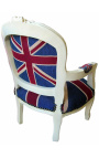 Μπαρόκ πολυθρόνα για παιδί σε στυλ Louis XV "Union Jack" και μπεζ λακαρισμένο ξύλο