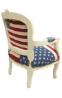 Baroque armchair for child american flag and beige wood