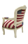 Barokna fotelja za dijete američka zastava i bež drvo