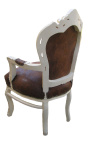 Armchair Baroque Rococo style chocolate fabric and wood beige