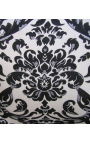 Baroque armchair of Louis XV style with black floral fabric and black wood - 9