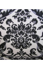 Fauteuil baroque de style Louis XV tissu motifs floraux noir et bois noir