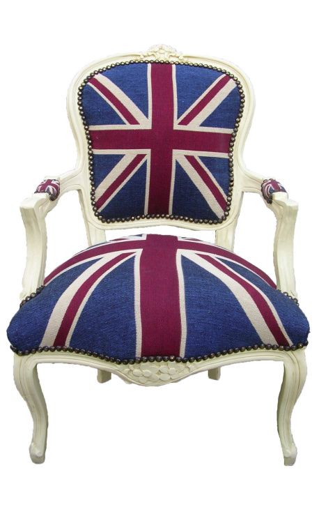 "Unie Jack" barokkasten van Louis XV-stijl en beige hout - 1