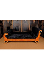 Łóżko w stylu Empire z czarnego aksamitu i wiązu