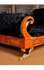 Lit de style Empire tissu velours noir et loupe d'orme