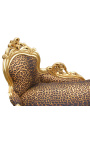 Stor barock schäslong leopardtyg och guldträ
